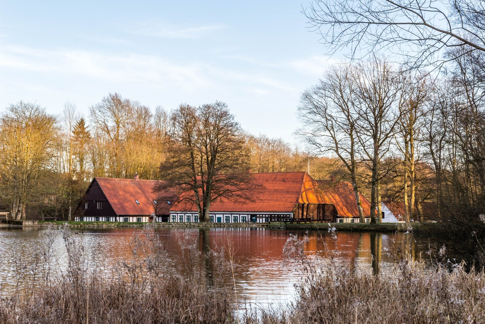 Børkop Vandmølle set over Møllesøen
